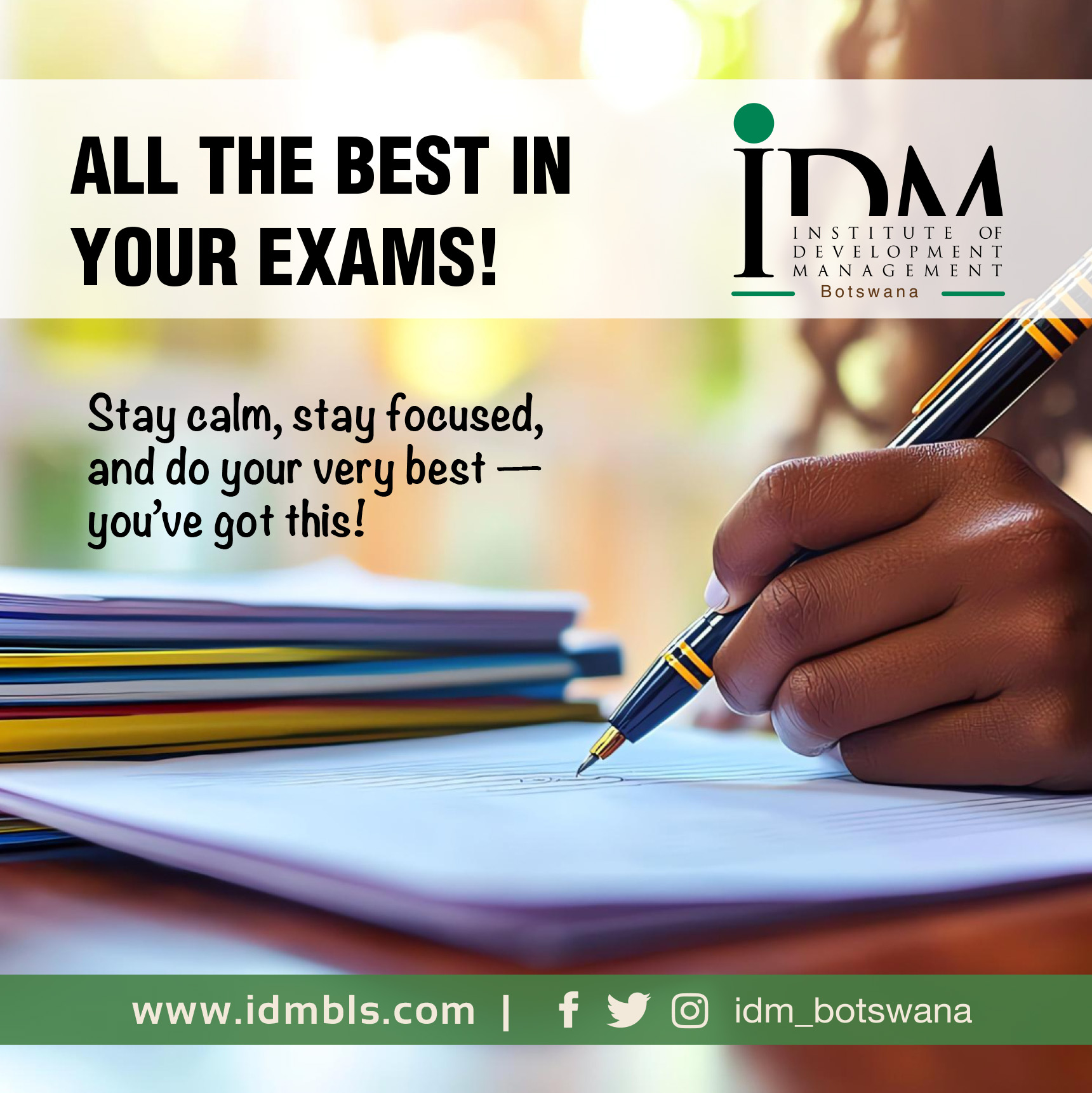 Good luck in your exams