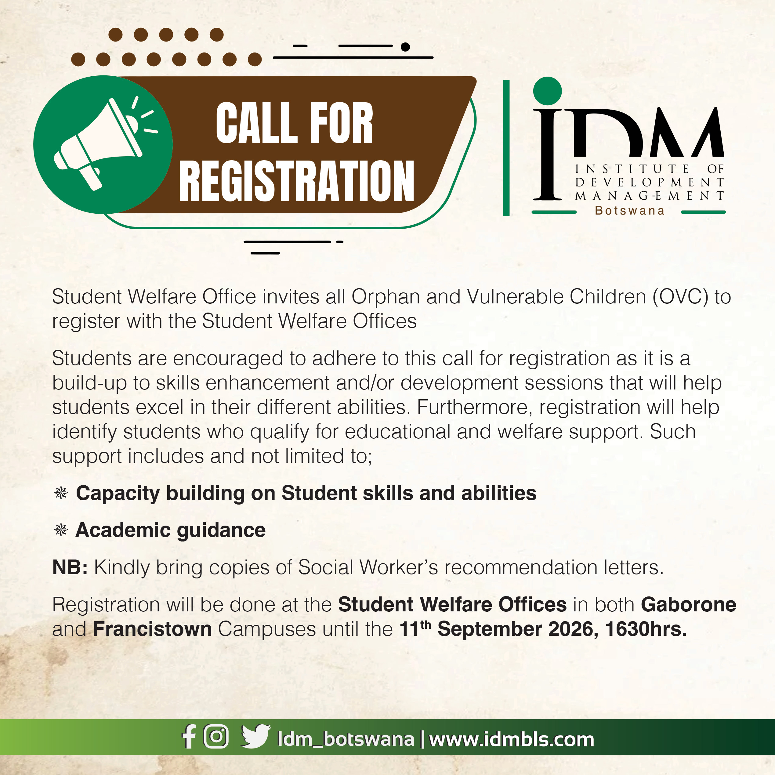 call for registration